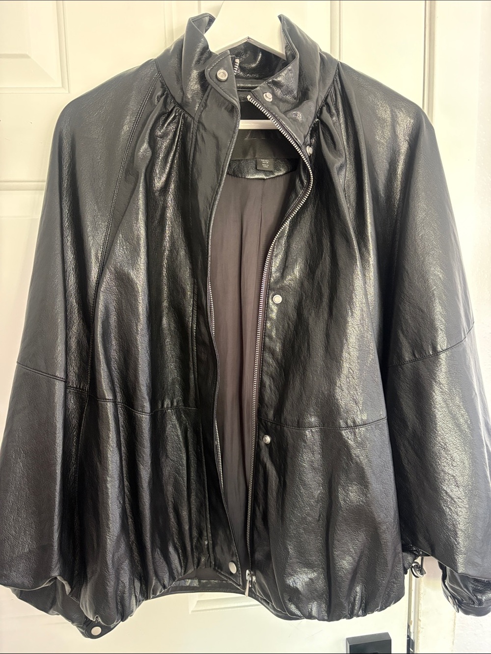 Zara Black Women's Leather Zip Snap Jacket